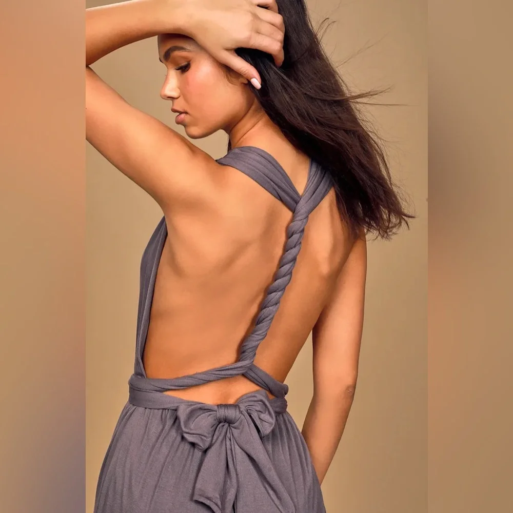 Lulu's Convertible V-Neck Purple Romper NWOT - Picture 4 of 11